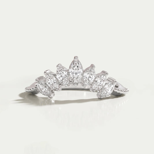 Marquise Cut Curved Stackable Band Rings