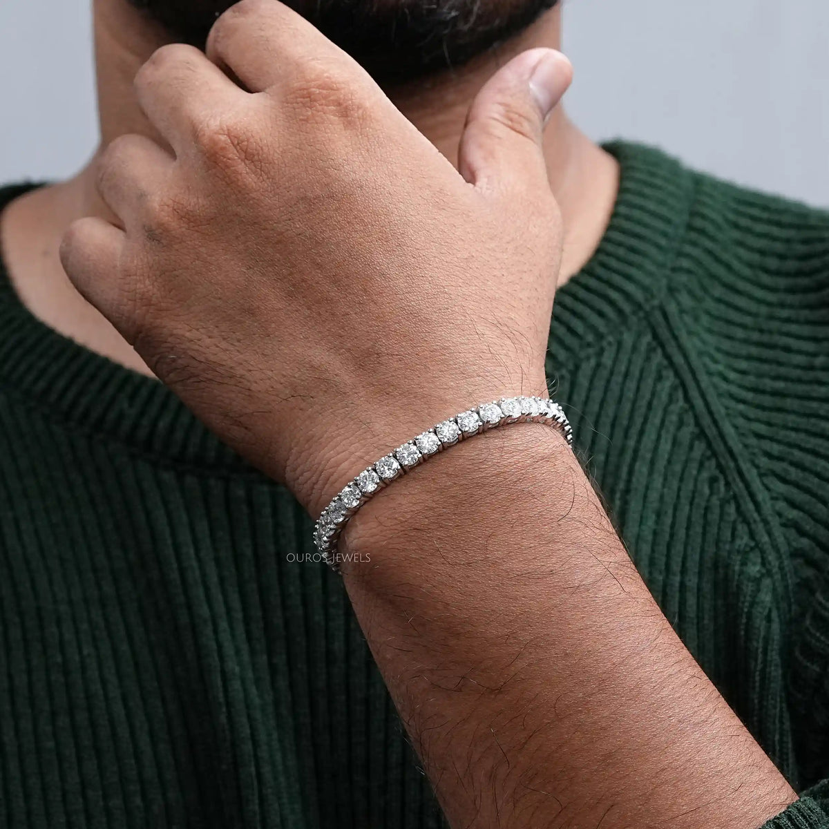 Round Cut Lab Diamond Men's Bracelet Bracelet