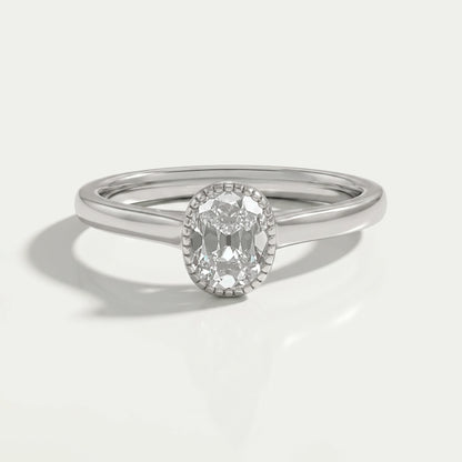 Old Mine Cushion Cut Milgrain Bezel Solitaire Ring Ring
