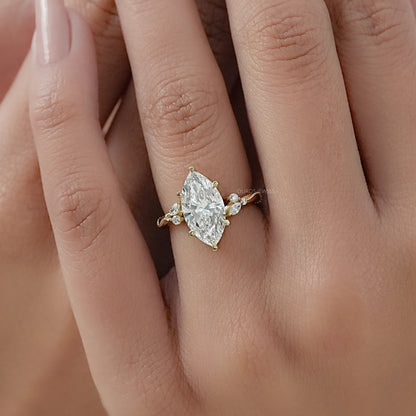 Marquise Cut Accent Diamond Engagement Ring Ring