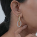 Modern Dual Tone Hoop Earrings with Lab Diamonds Earrings