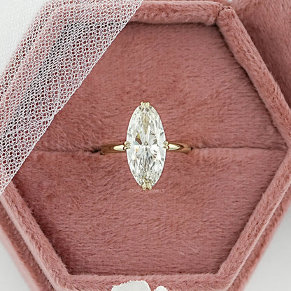 Moval Cut Lab Diamond Hidden Halo Ring Ring