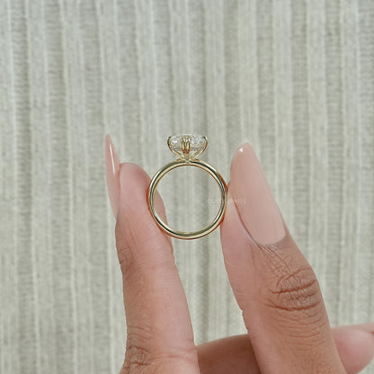Moval Cut Lab Diamond Hidden Halo Ring Ring