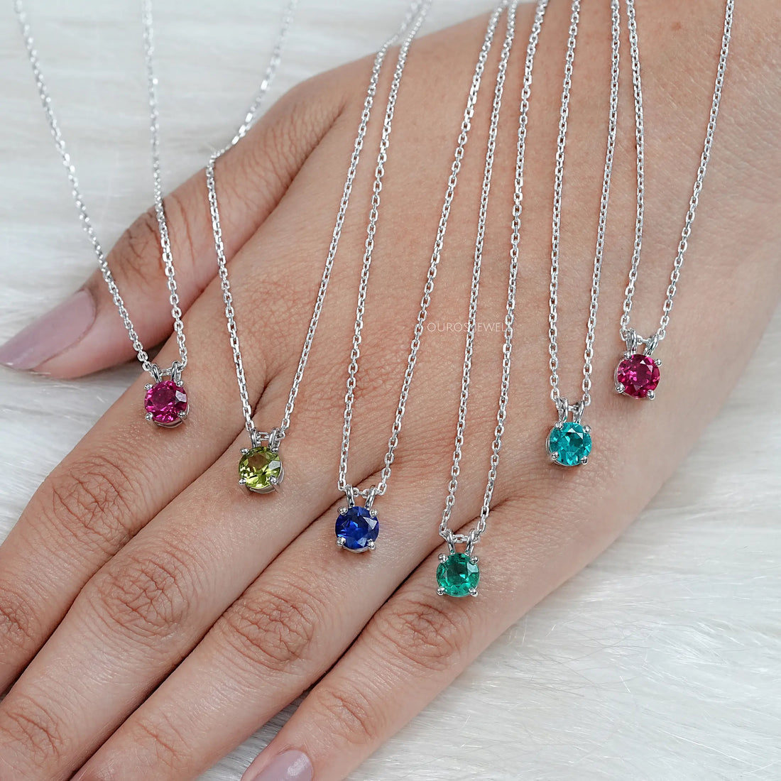Round Cut Solitaire Gemstone Pendant