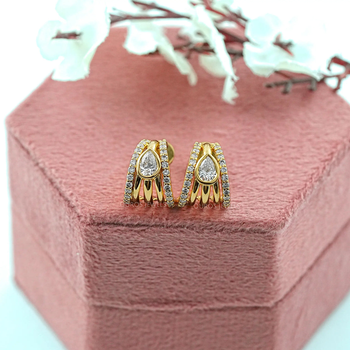 Trio Rosenschliff Runde Diamant-Halo-Ohrstecker