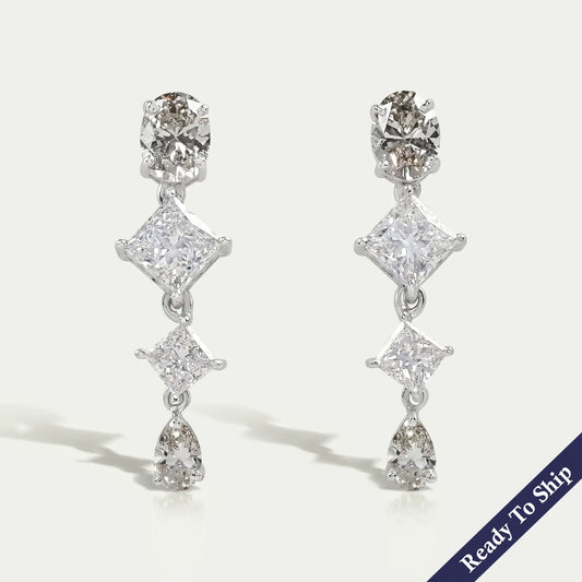 Olive Multi Shape Lab Diamond Drop Earrings Earrings