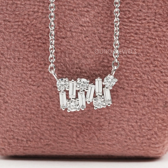 Multi Shape Lab Grown Diamond Cluster Pendant Necklaces