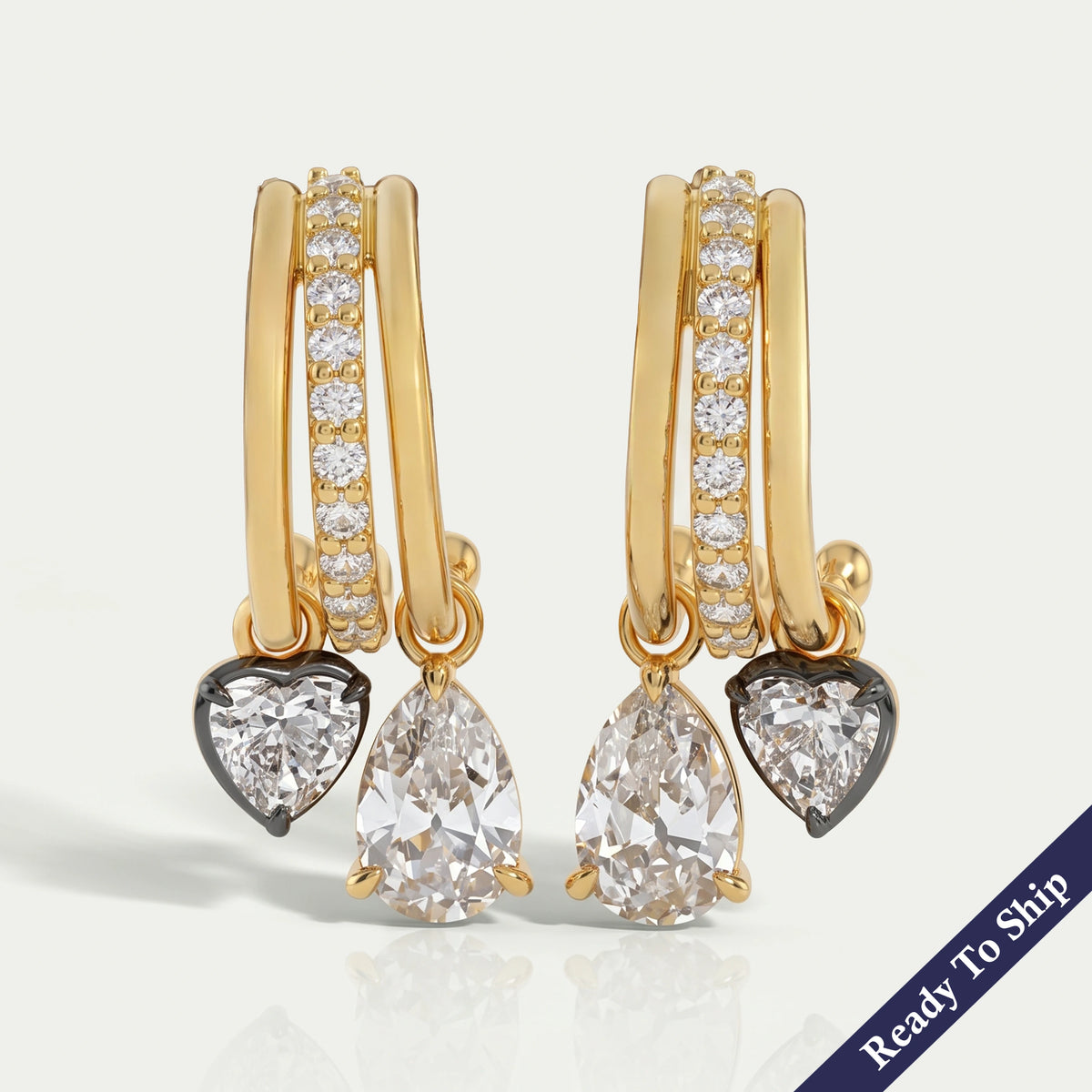 Trio Rosenschliff Runde Diamant-Halo-Ohrstecker