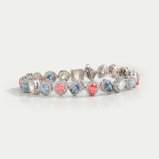 Multi Shape Halo Diamond Bracelet
