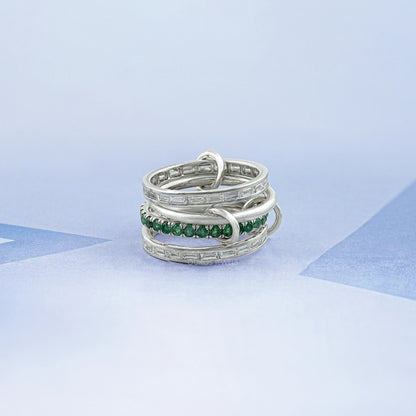 Interlink Natural Round Gemstone Wedding Band