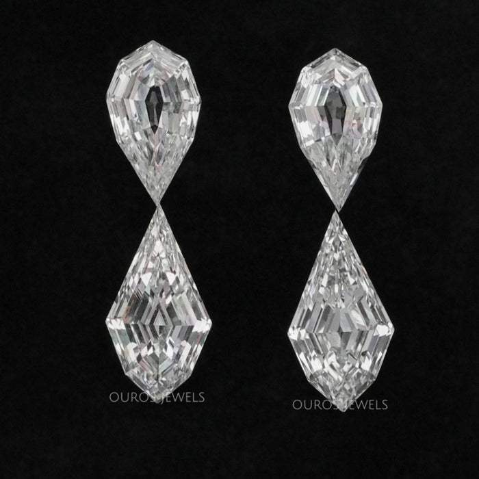 4.15 TCW Step Cut Pear And Kite Diamond Loose Pair
