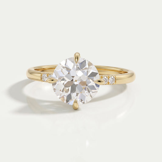 Old European Round Cut Solitaire Engagement Ring Rings