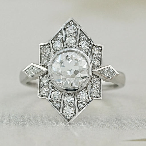 Old European Round Cut Bezel Set Vintage Engagement Ring Rings