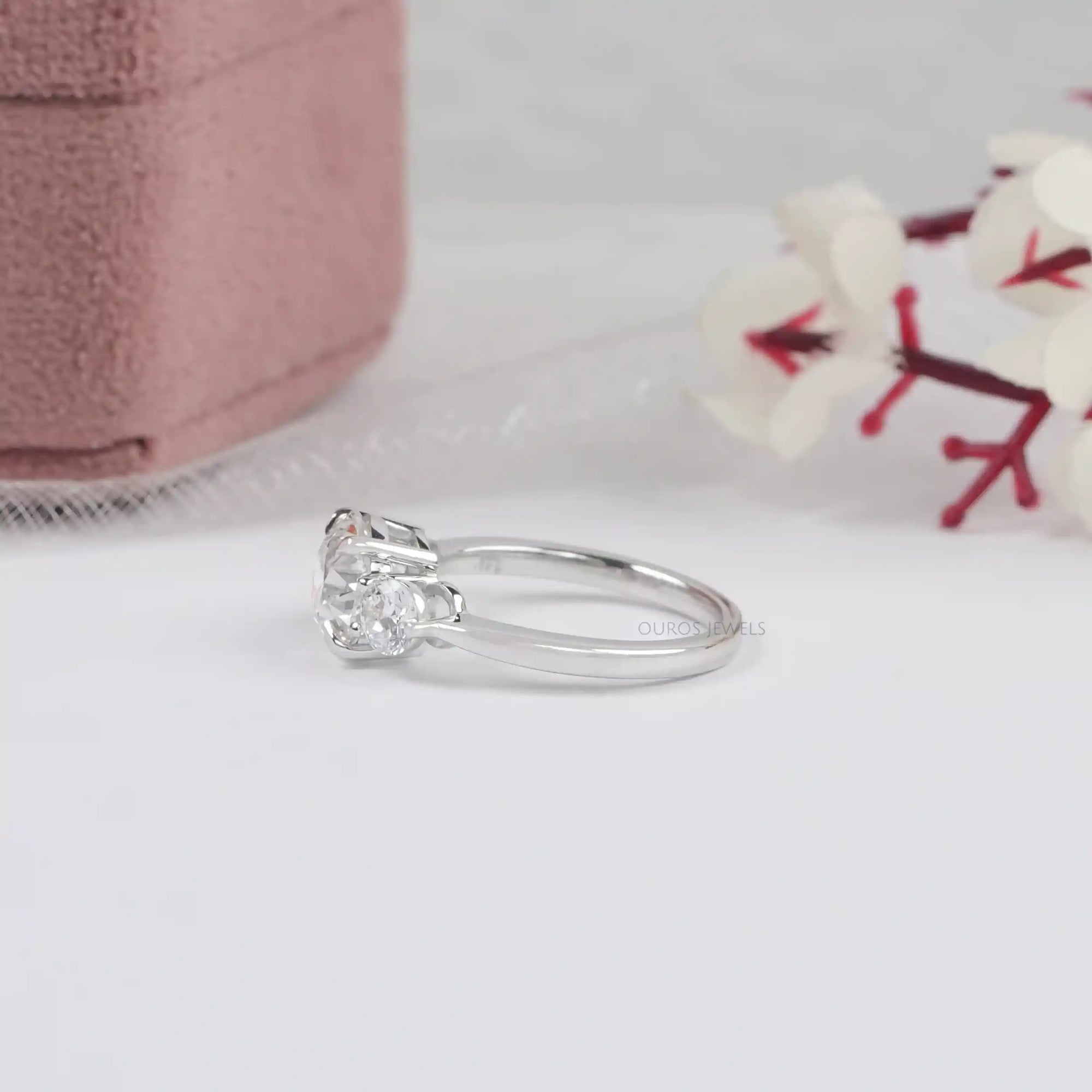 3 Stone Old European Round Diamond Engagement Ring Ring