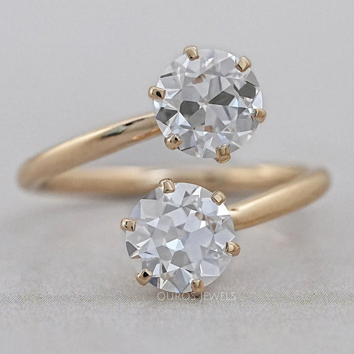 Old European Round Diamond Toi Et Moi Engagement Ring Rings