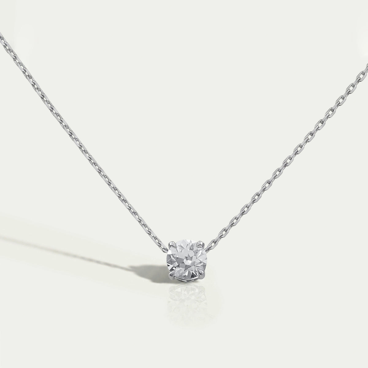 Old European Round Lab Diamond Solitaire Pendant
