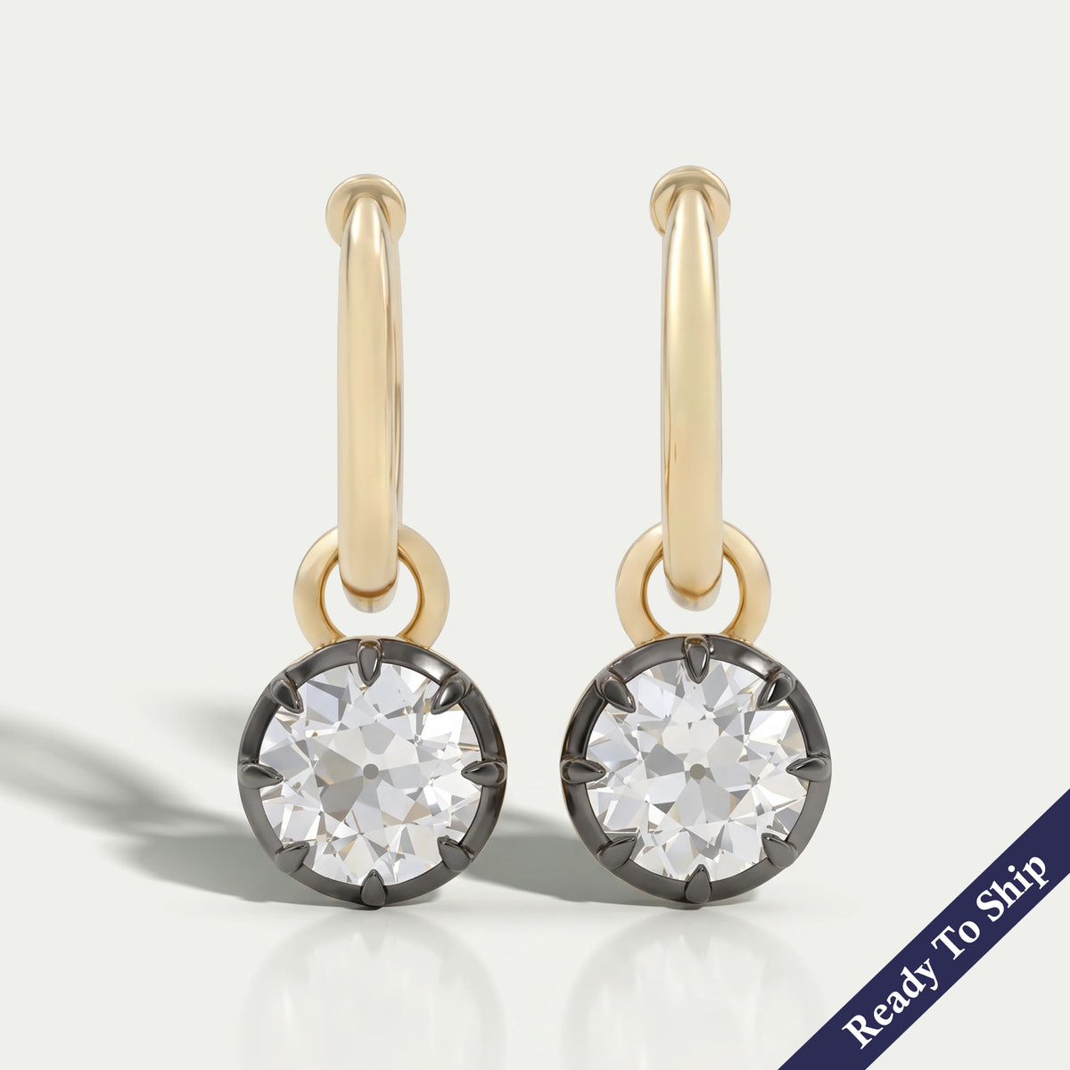 Trio Rosenschliff Runde Diamant-Halo-Ohrstecker