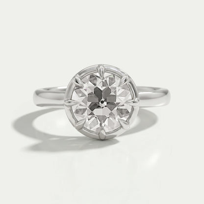 Old European Round Diamond Button Back Solitaire Ring