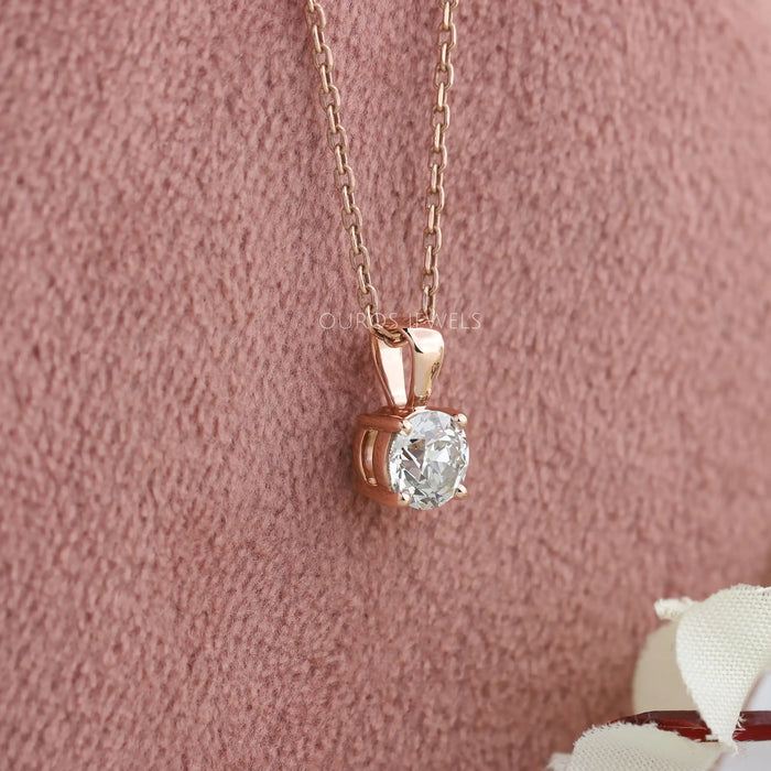 Old European Round Cut Solitaire Pendant Necklaces