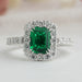 Green Emerald Cut Halo Lab Diamond Engagement Ring