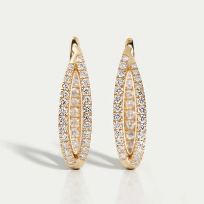 Rundschliff Pave Satz Duo Diamant Reifen Ohrringe