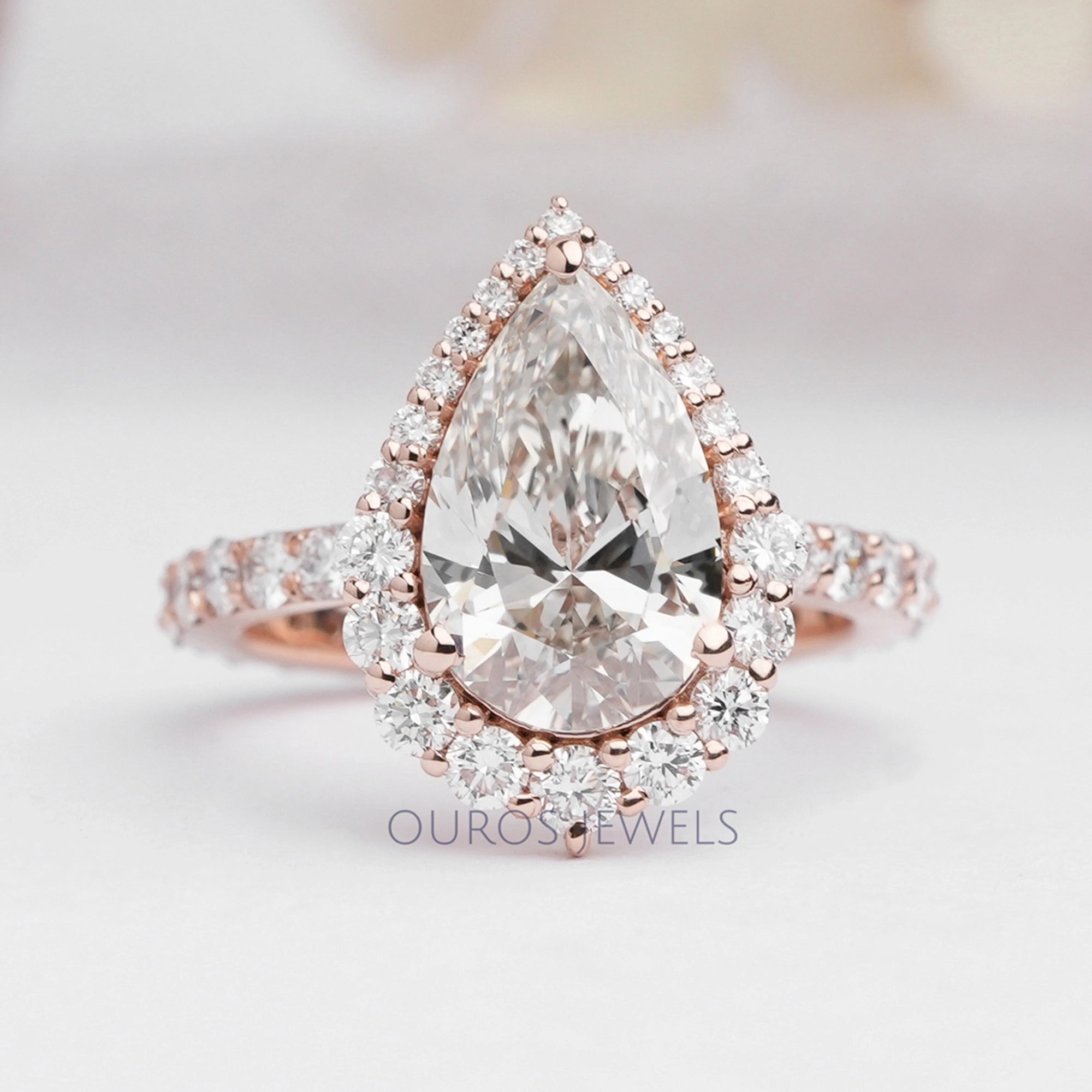 Rose Gold Pear Cut Diamond Engagement Ring