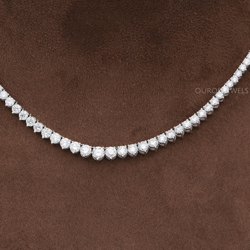 Graduated Round Shape Lab Diamond Tennis Necklace