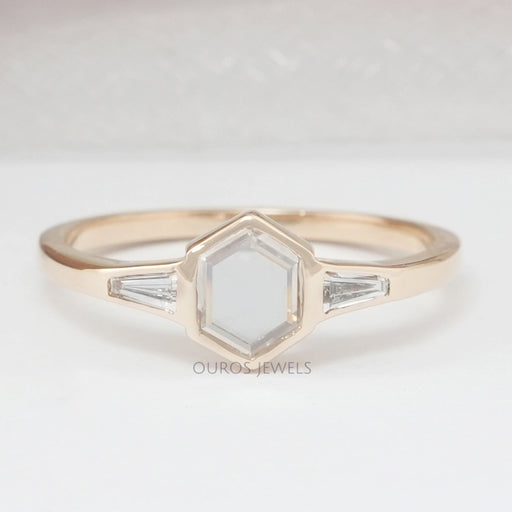 Portrait Hexagon Bezel Set Diamond Ring
