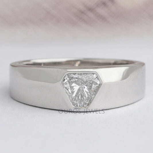 Shield Cut Lab Grown Diamond Solitaire Mens Wedding Band