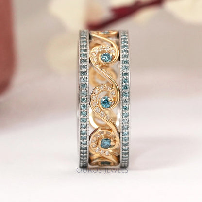 Round Diamond Double Row Micro Hollow Ring Rings