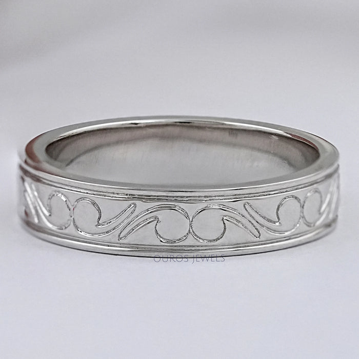 Scroll Engraved Wedding Men's Bands Rings