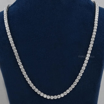 Round Cut Lab Diamond Tennis Necklace For Men's