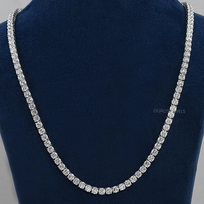 Round Cut Lab Diamond Tennis Necklace For Men's