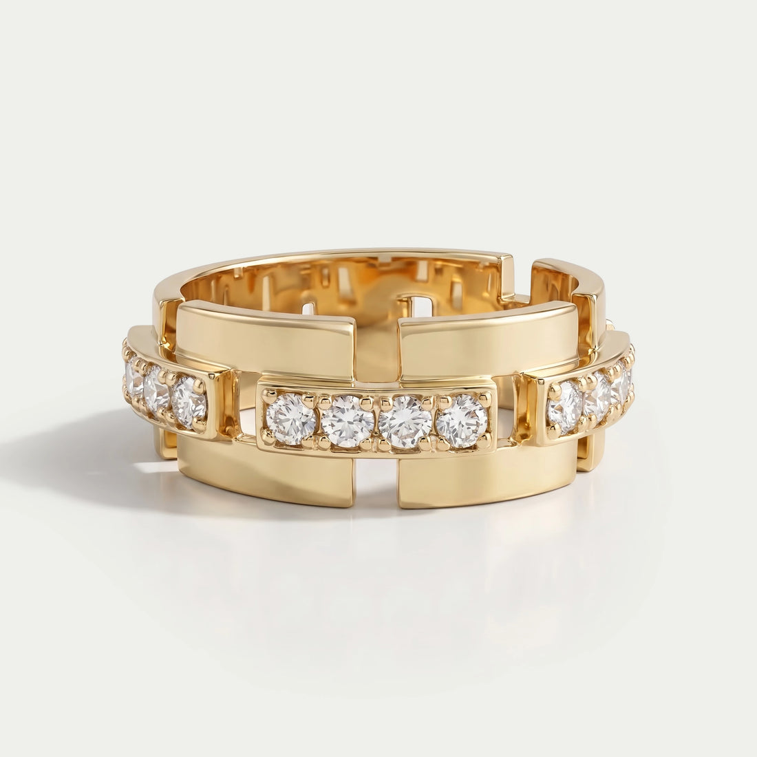 Yellow Gold Round Cut Lab Diamond Wedding Band Ring