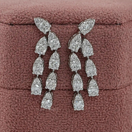 Round Cut Lab Diamond Curved Dangle Earring