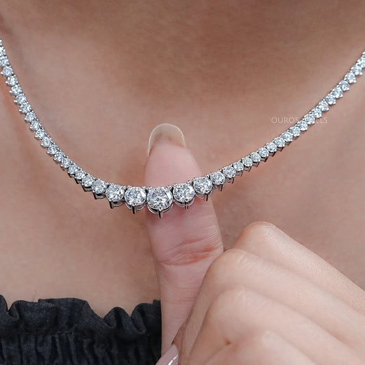 Graduated Round Lab Diamond Tennis Necklace Necklaces