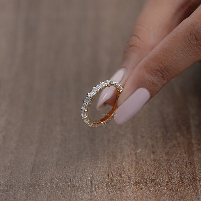 East West Emerald Lab Diamond Eternity Band Ring