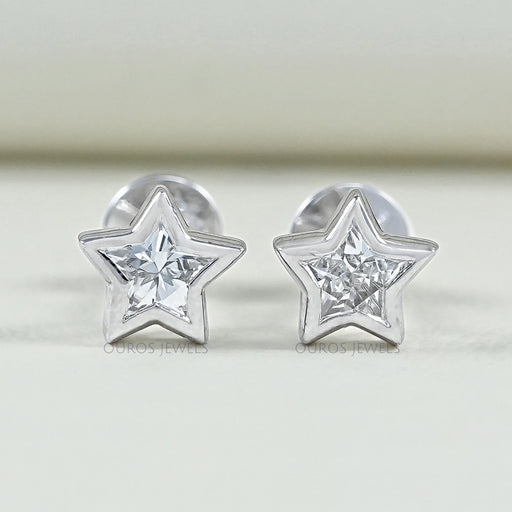 Bezel Set Star Cut Lab Diamond Stud Earring