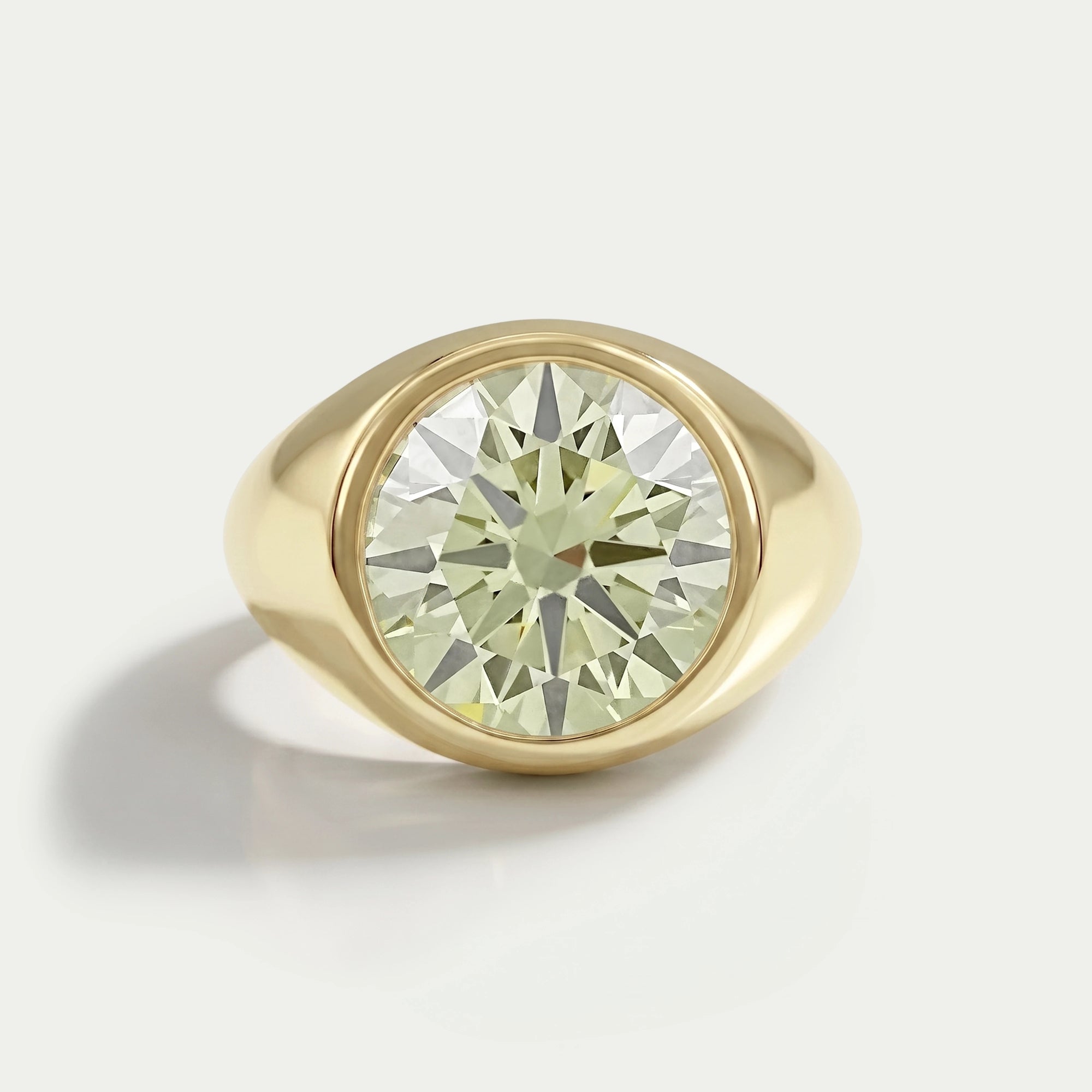 Fanciful Gelber Runder Diamant Lünettengefasster Siegelring