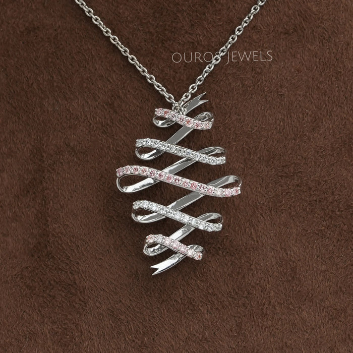 Zig Zag Round Cut Lab Grown Diamond Infinity Pendant