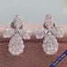 Floral Shape Pink Round Cut Push Back Stud Earrings