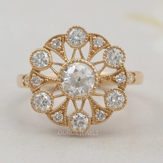 Vintage Old European Round Cut Flower Style Ring Ring