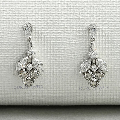Olive Round Shape Cluster Diamond Earrings Earrings