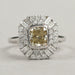 Yellow Cushion Cut Bezel Set Cluster Diamond Ring