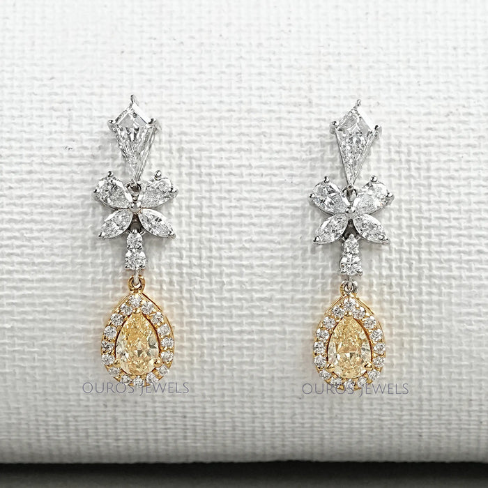 Yellow Pear Diamond Dangle Earrings Earrings