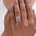 Yellow Cushion Cut Lab Diamond Sunburst Cluster Set Halo Ring Ring