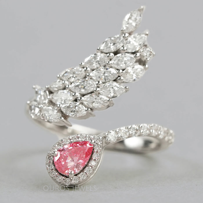 Marquise & Pear Cut Leaves Bypass Ring