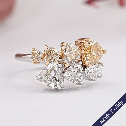 Fancy Yellow Heart Cut Lab Diamond Bypass Ring Ring