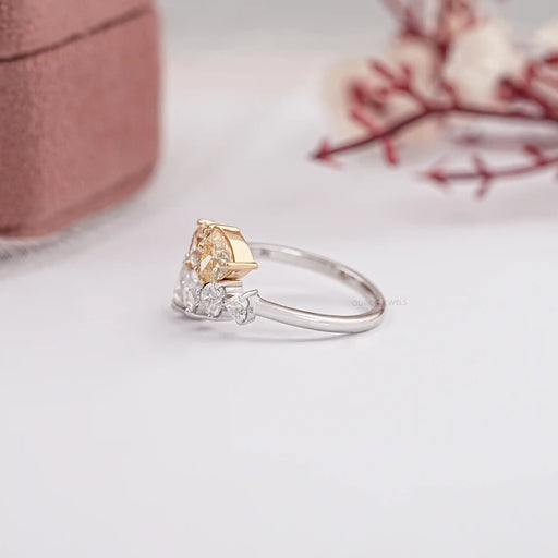 Fancy Yellow Heart Cut Lab Diamond Bypass Ring Ring