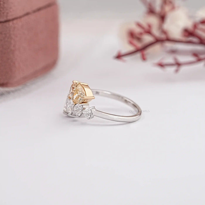 Fancy Yellow Heart Cut Lab Diamond Bypass Ring Ring